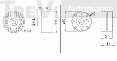 TREVI AUTOMOTIVE td1279 -  Паразитный / Ведущий ролик, зубчатый ремень